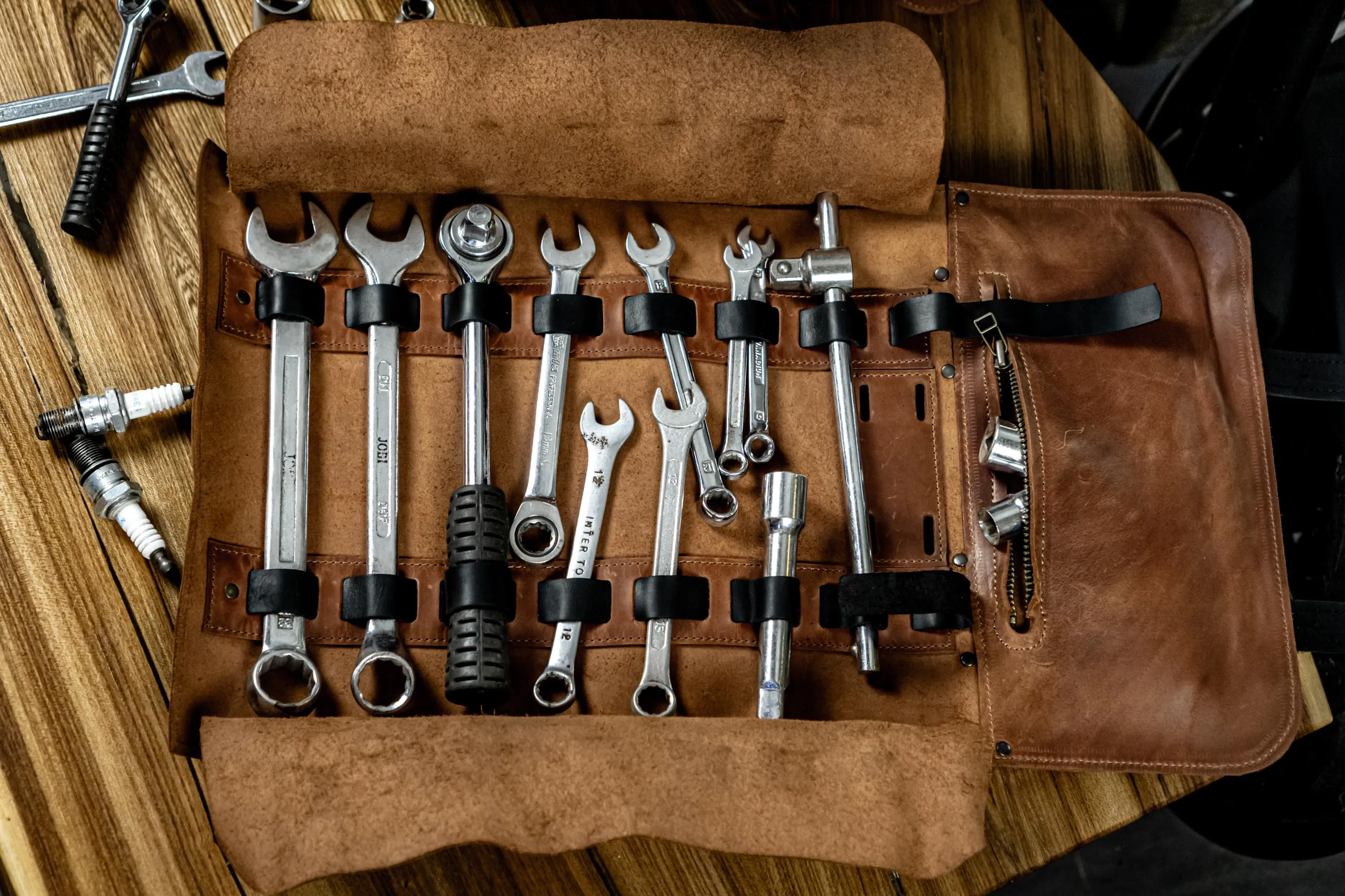 Leather Tool roll | Motorcycle tool roll up | Wrench roll bag