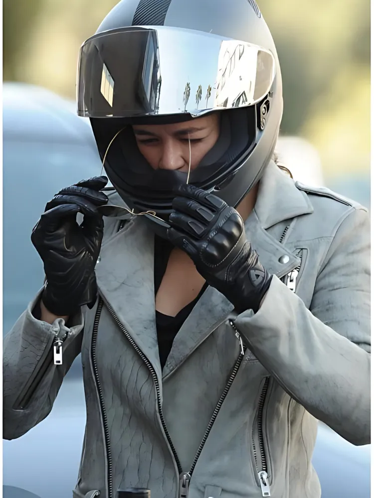 Letty Ortiz Motorcycle Gray Leather Jacket