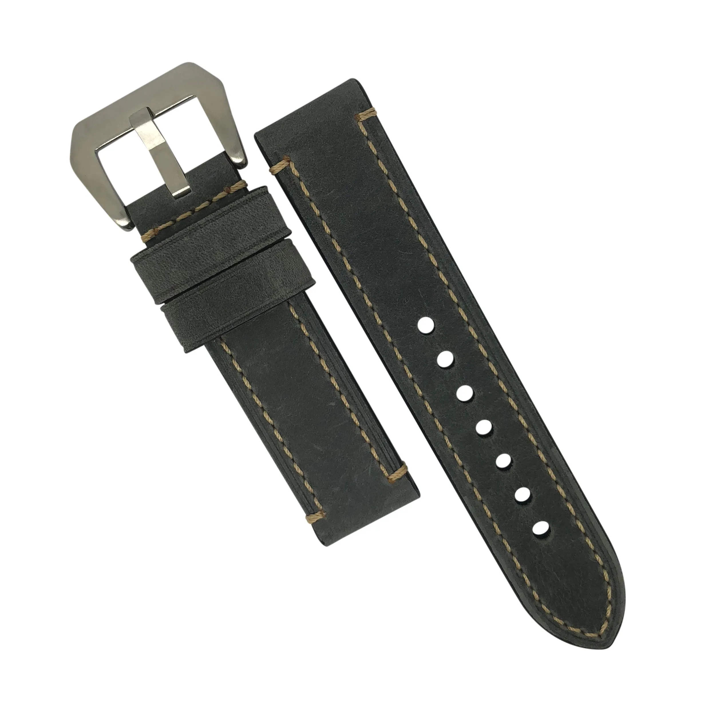 M1 Vintage Leather Watch Strap in Grey