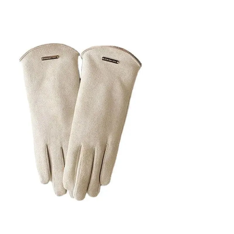 MAC058 Unisex Suede Touch Screen Gloves Faux Fur Lined Winter Warm