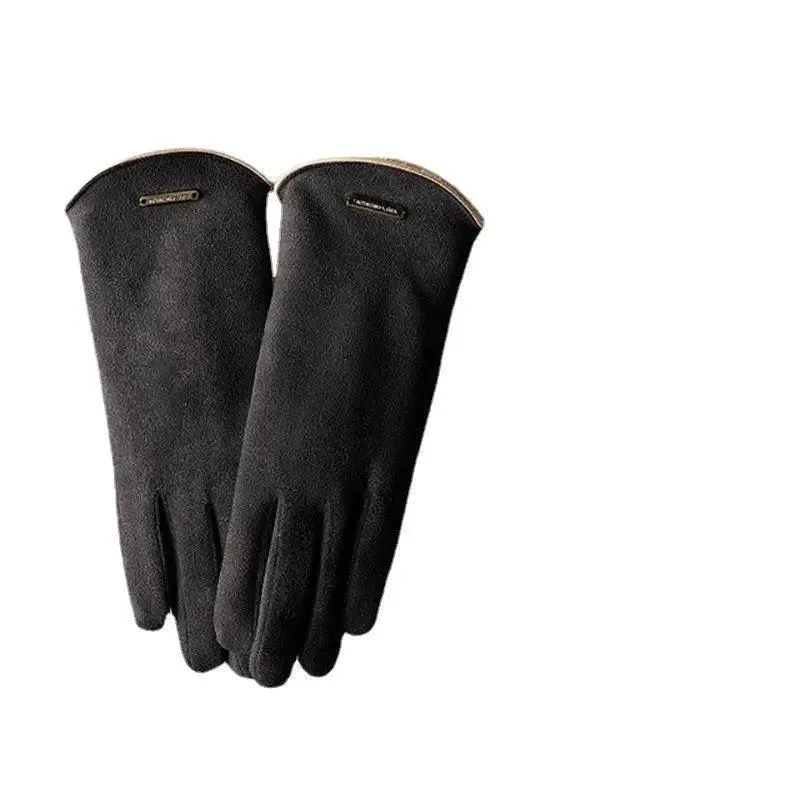 MAC058 Unisex Suede Touch Screen Gloves Faux Fur Lined Winter Warm