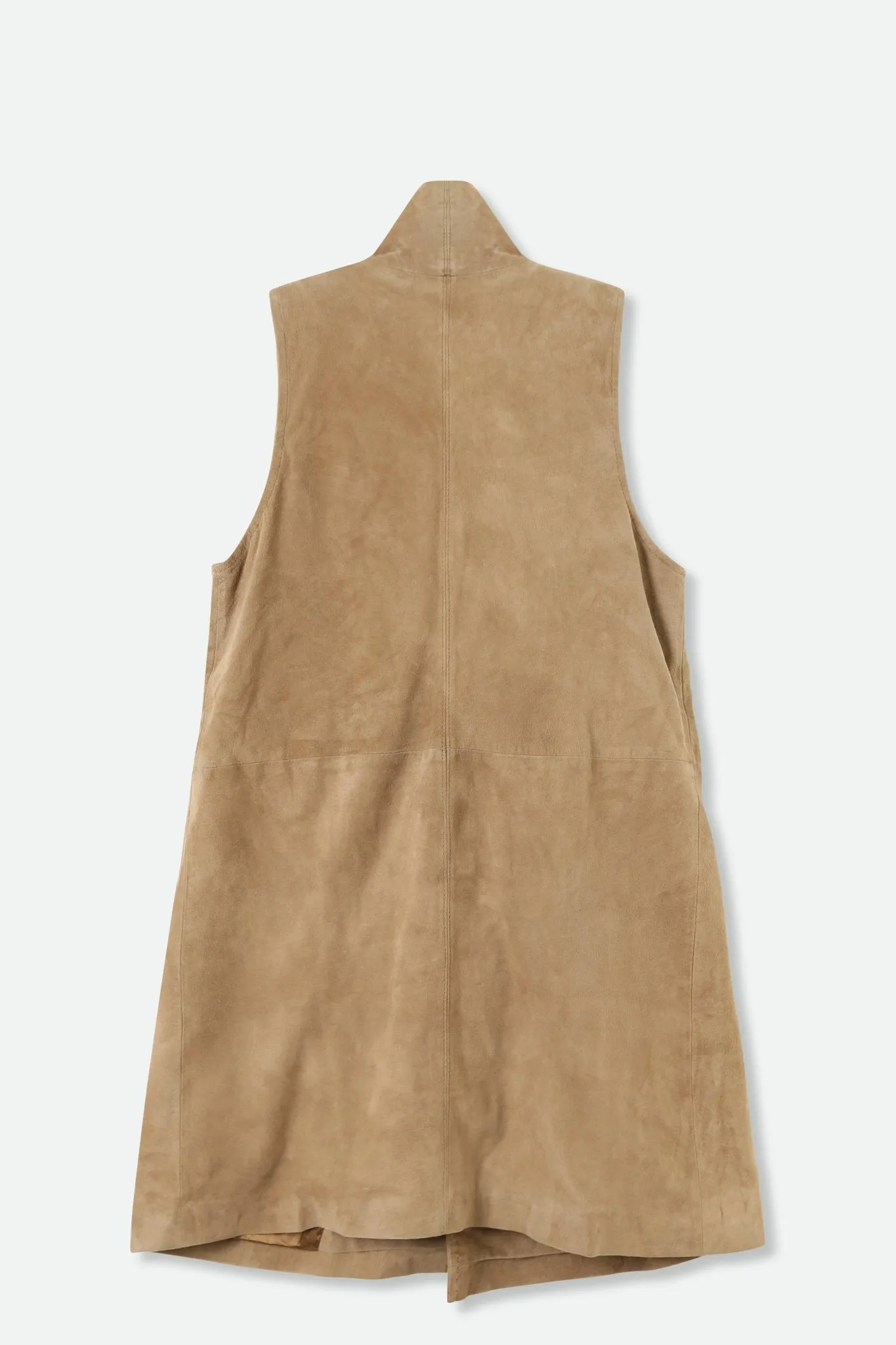 MAIYA HIGH NECK LONG MOTO VEST IN SUEDE