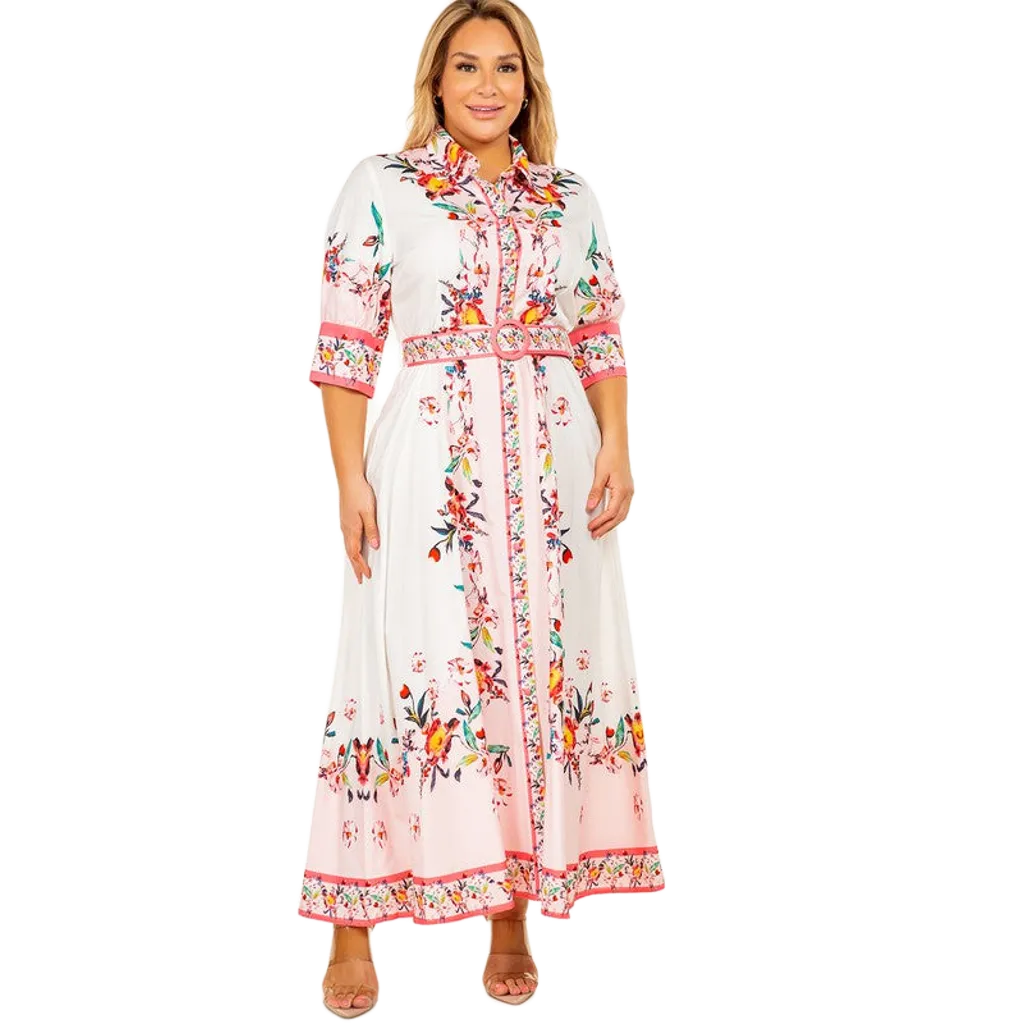 Maria Plus Size  Floral Long Dress