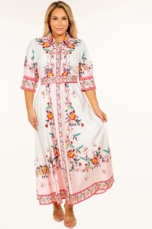 Maria Plus Size  Floral Long Dress