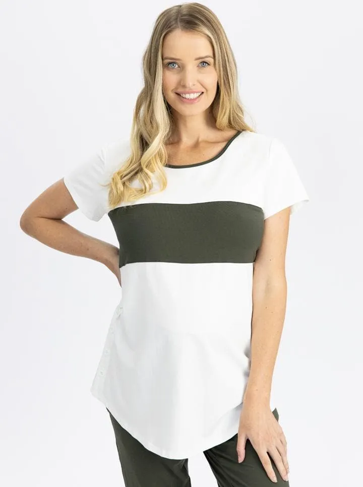 Maternity colour block Nursing Top