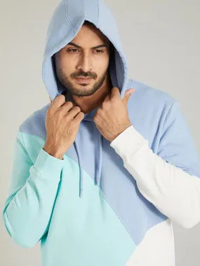 Men Color Block Full Sleeve Sweatshirt with Hoodie