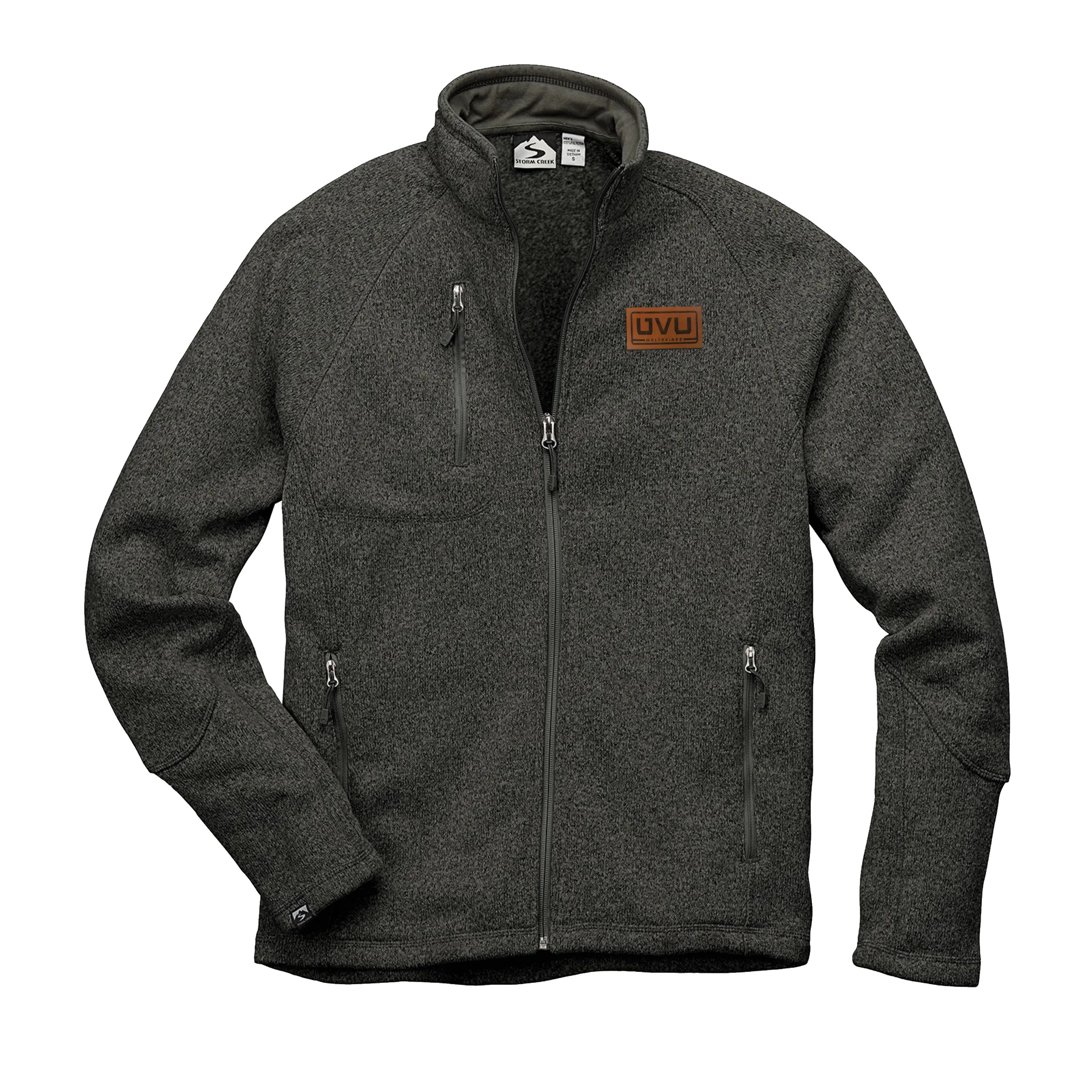 MEN’S STORM CREEK SWEATERFLEECE JACKET- Pleather Mono Patch