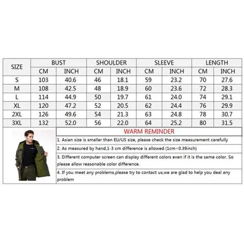 Military Style Long Section Thicken Fleece Men's Windbreaker