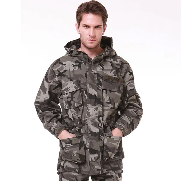 Military Style Long Section Thicken Fleece Men's Windbreaker