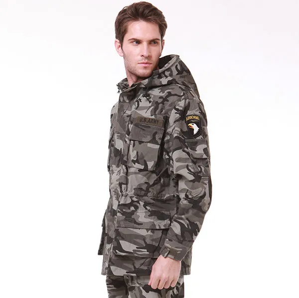 Military Style Long Section Thicken Fleece Men's Windbreaker