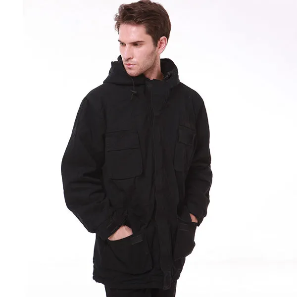 Military Style Long Section Thicken Fleece Men's Windbreaker