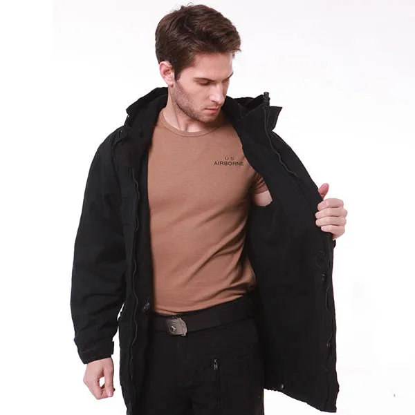 Military Style Long Section Thicken Fleece Men's Windbreaker