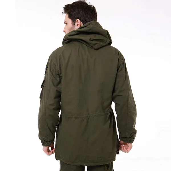 Military Style Long Section Thicken Fleece Men's Windbreaker