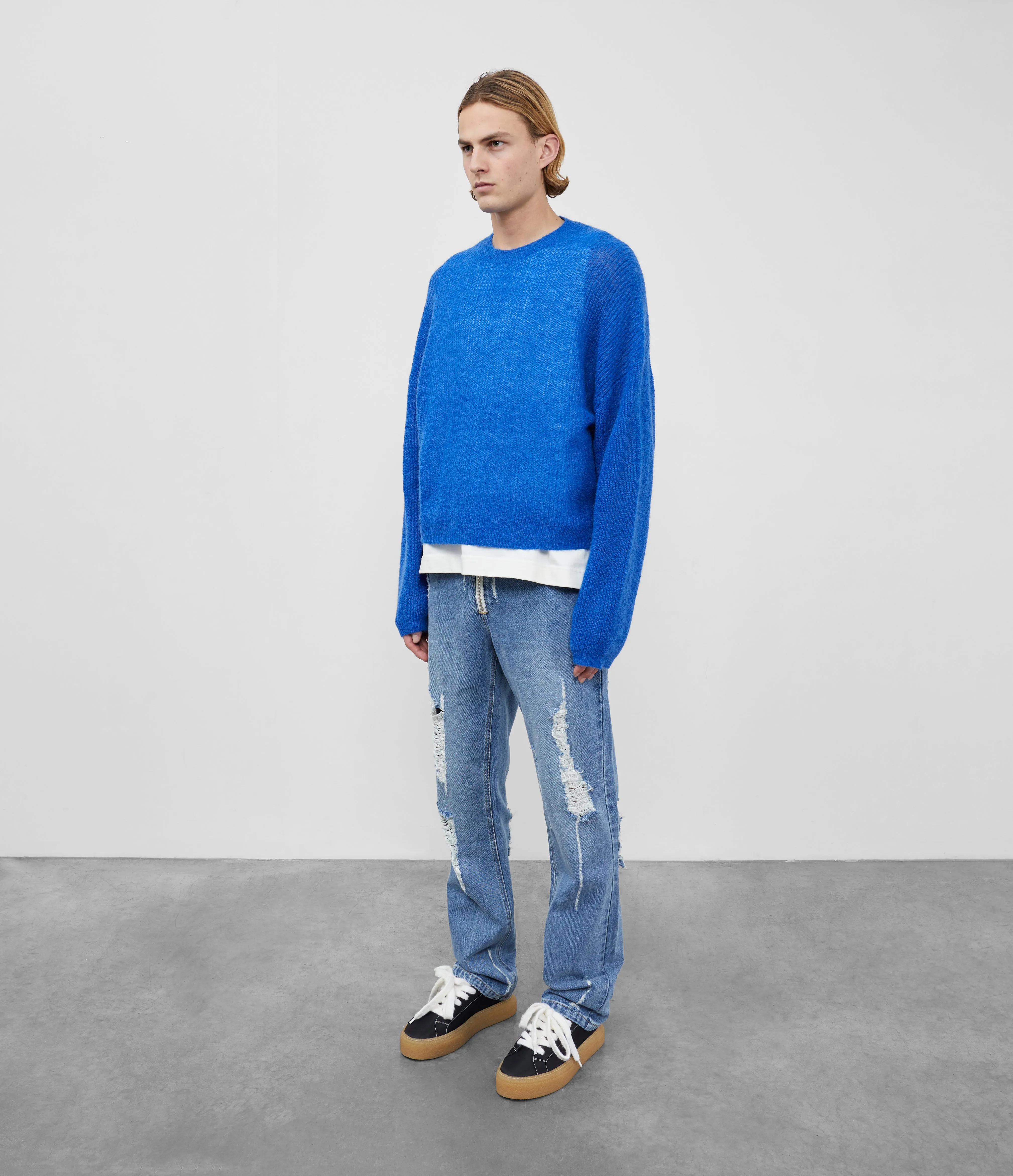 MOHAIR OPEN KNIT SWEATER