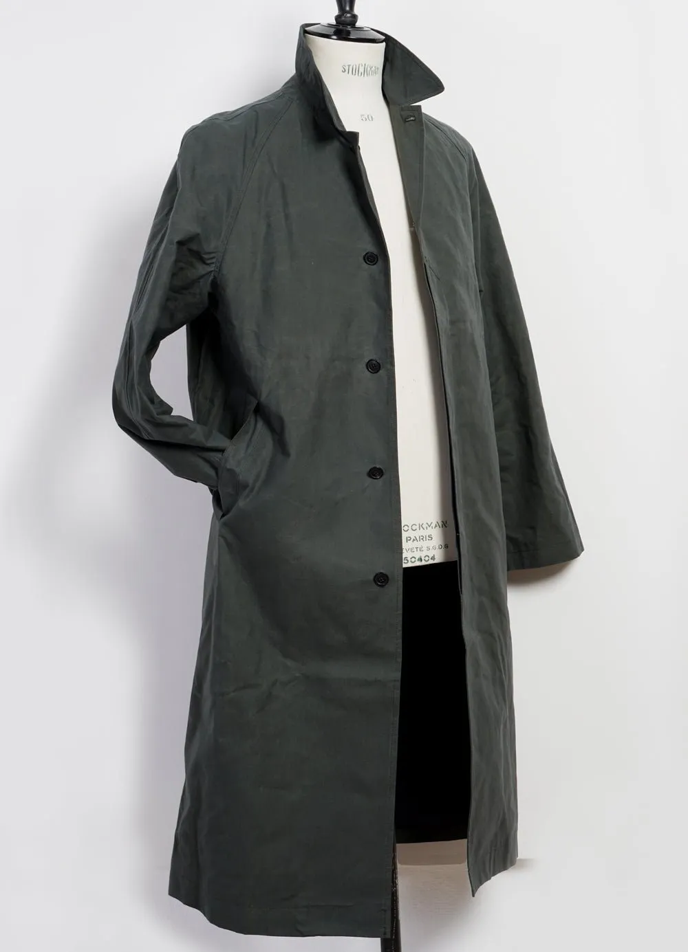 MORTEN | Long Windbreaker Coat | Dark Sage