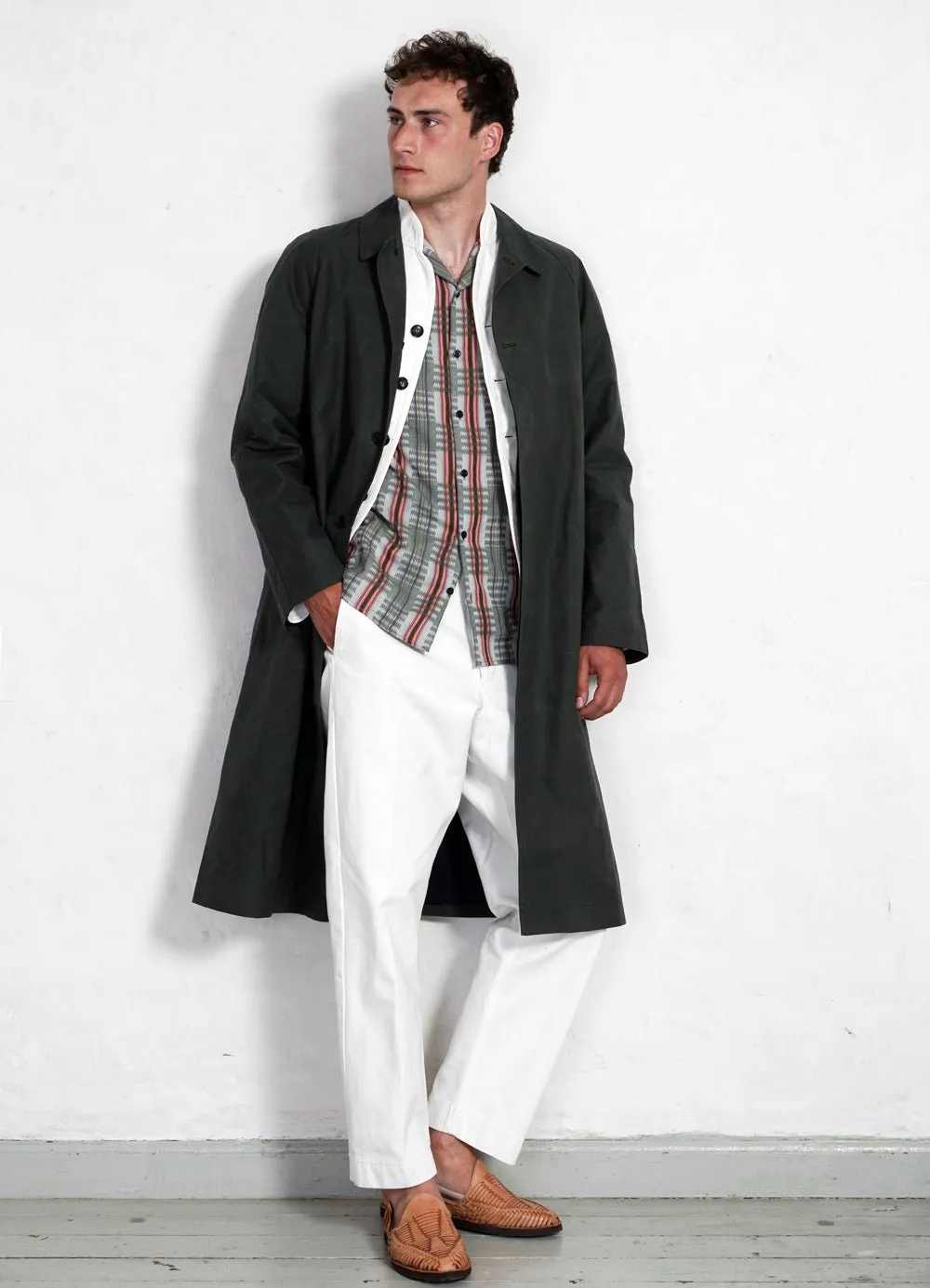 MORTEN | Long Windbreaker Coat | Dark Sage