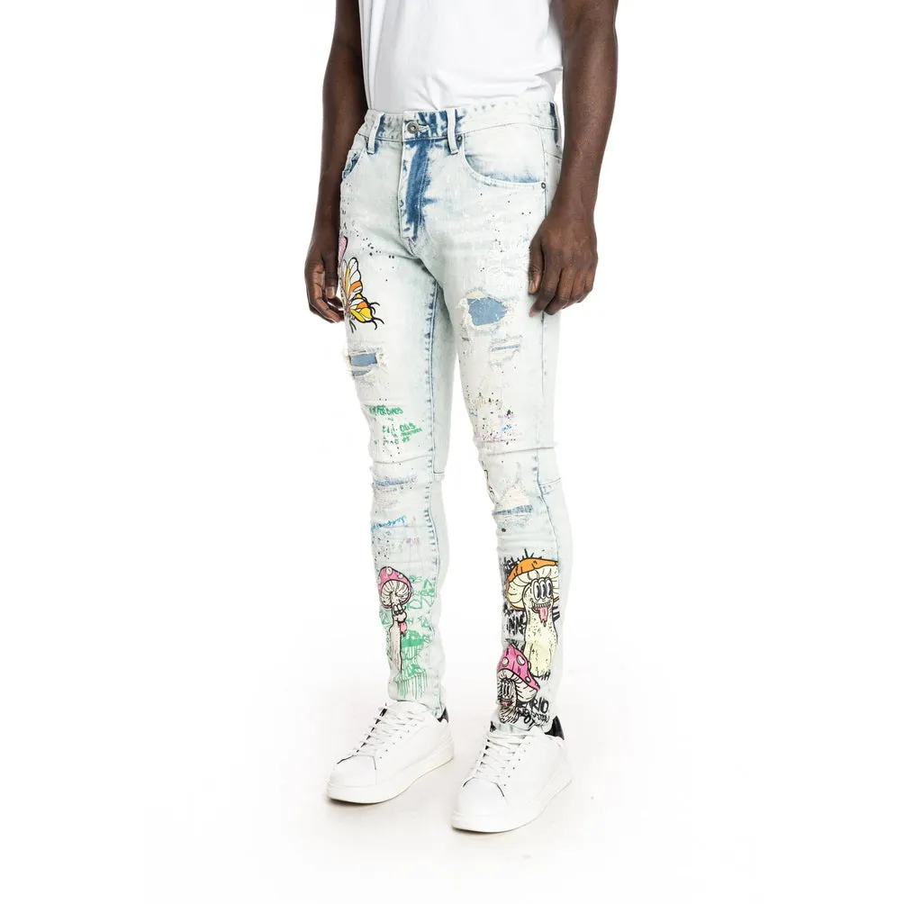 Mushroom  Fashion Jeans - Plaster Blue