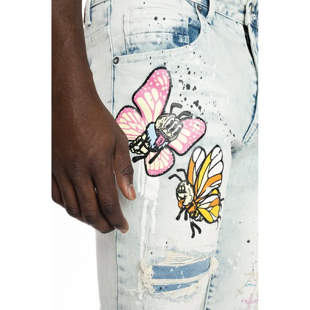 Mushroom  Fashion Jeans - Plaster Blue