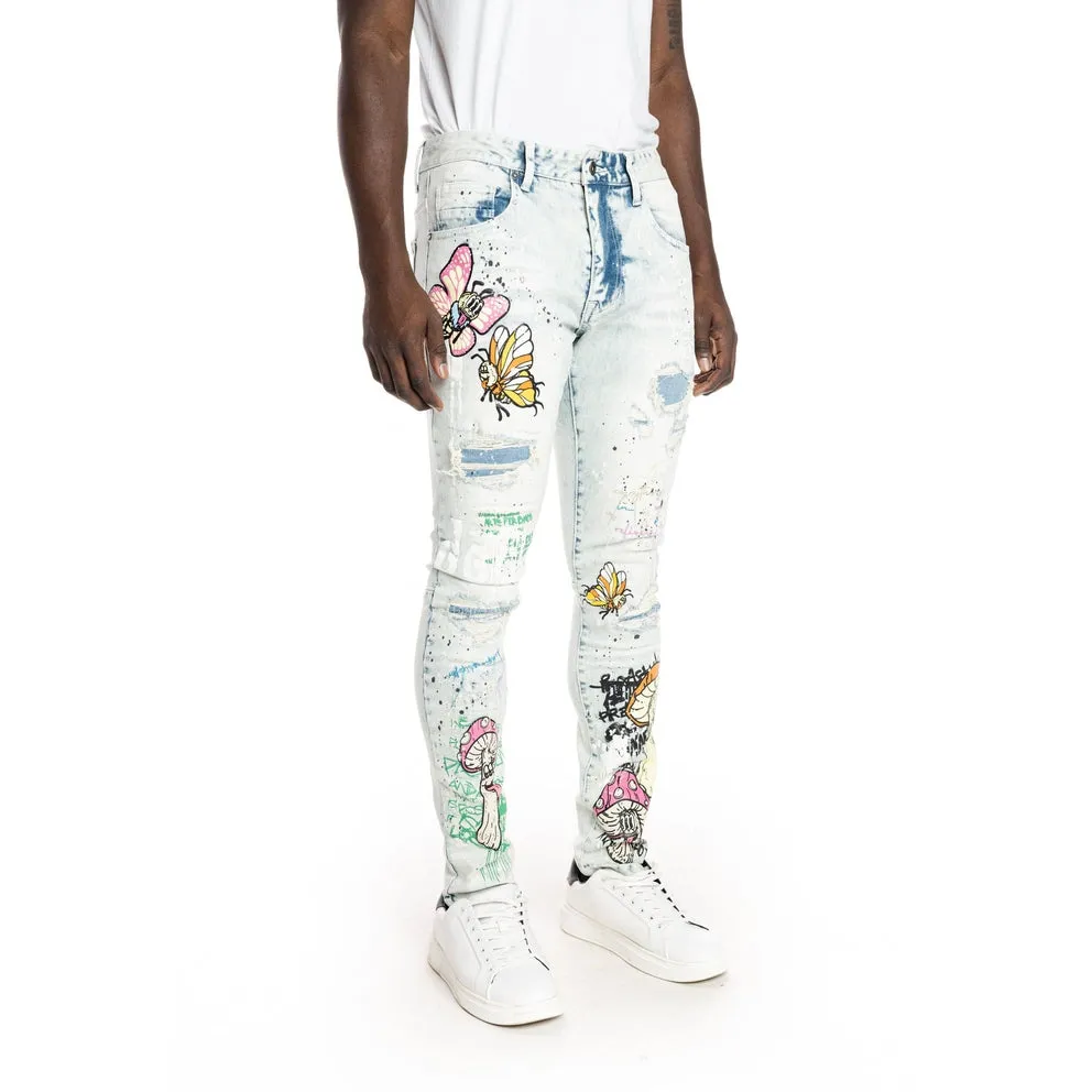 Mushroom  Fashion Jeans - Plaster Blue