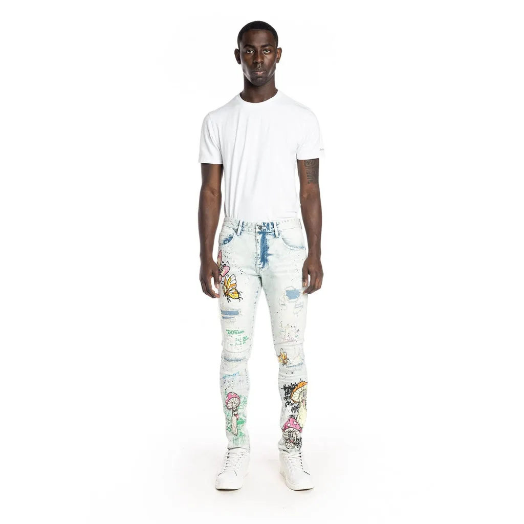 Mushroom  Fashion Jeans - Plaster Blue