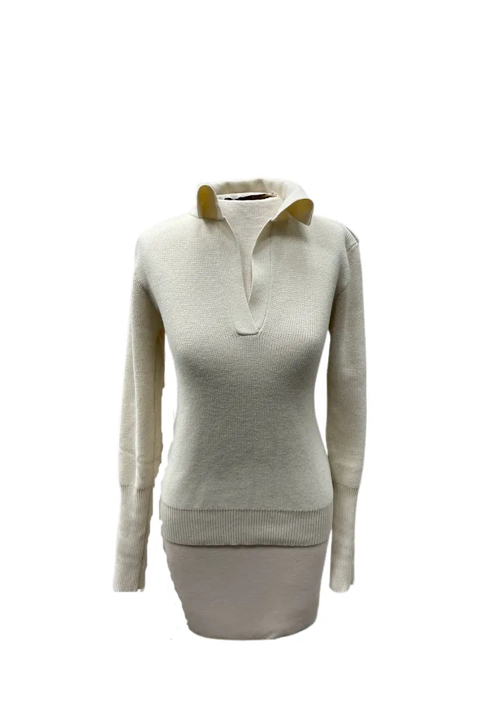 Open Collar Sweater | Ivory, Grape