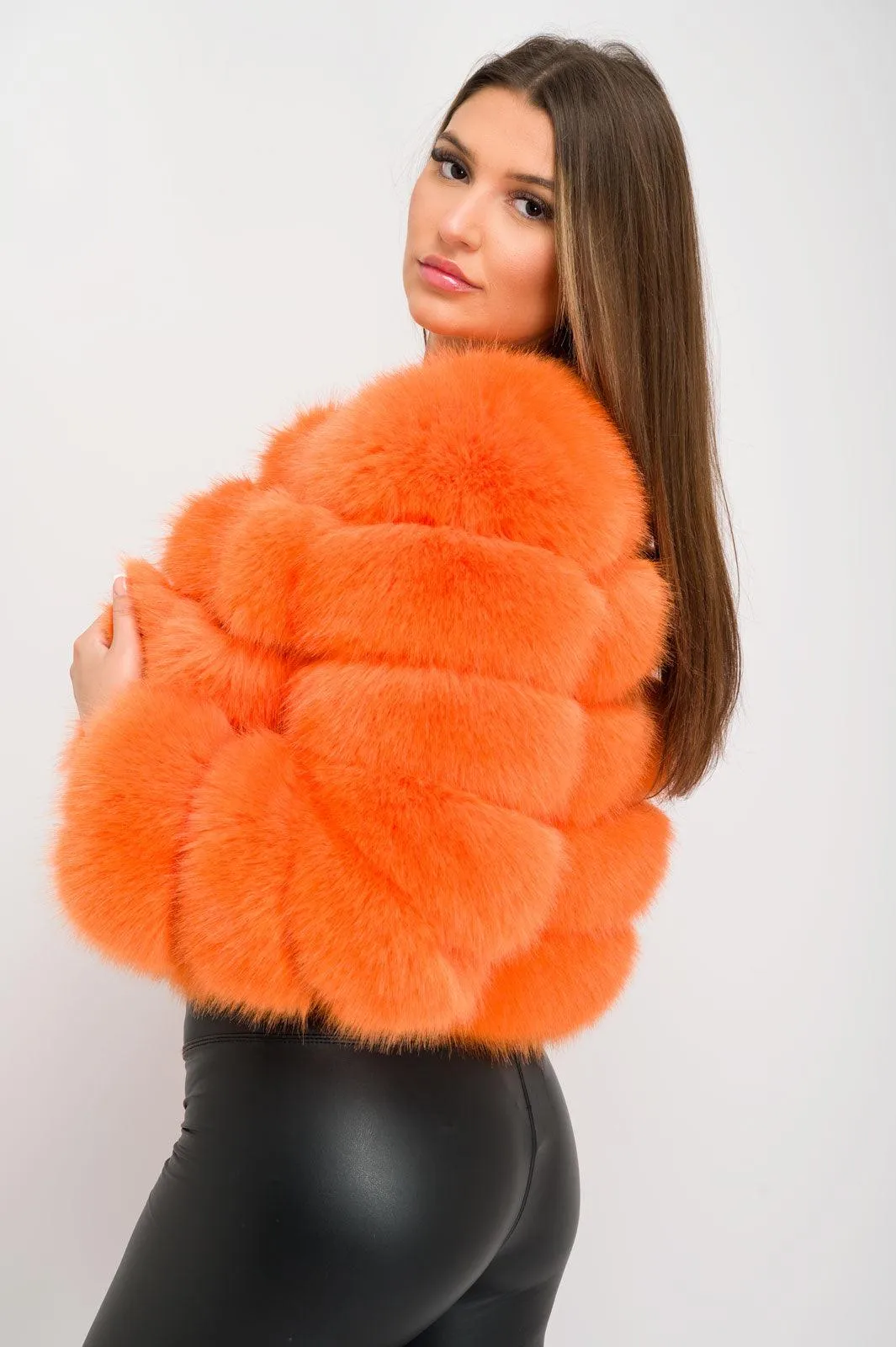 Orange Premium Faux Fur Jacket