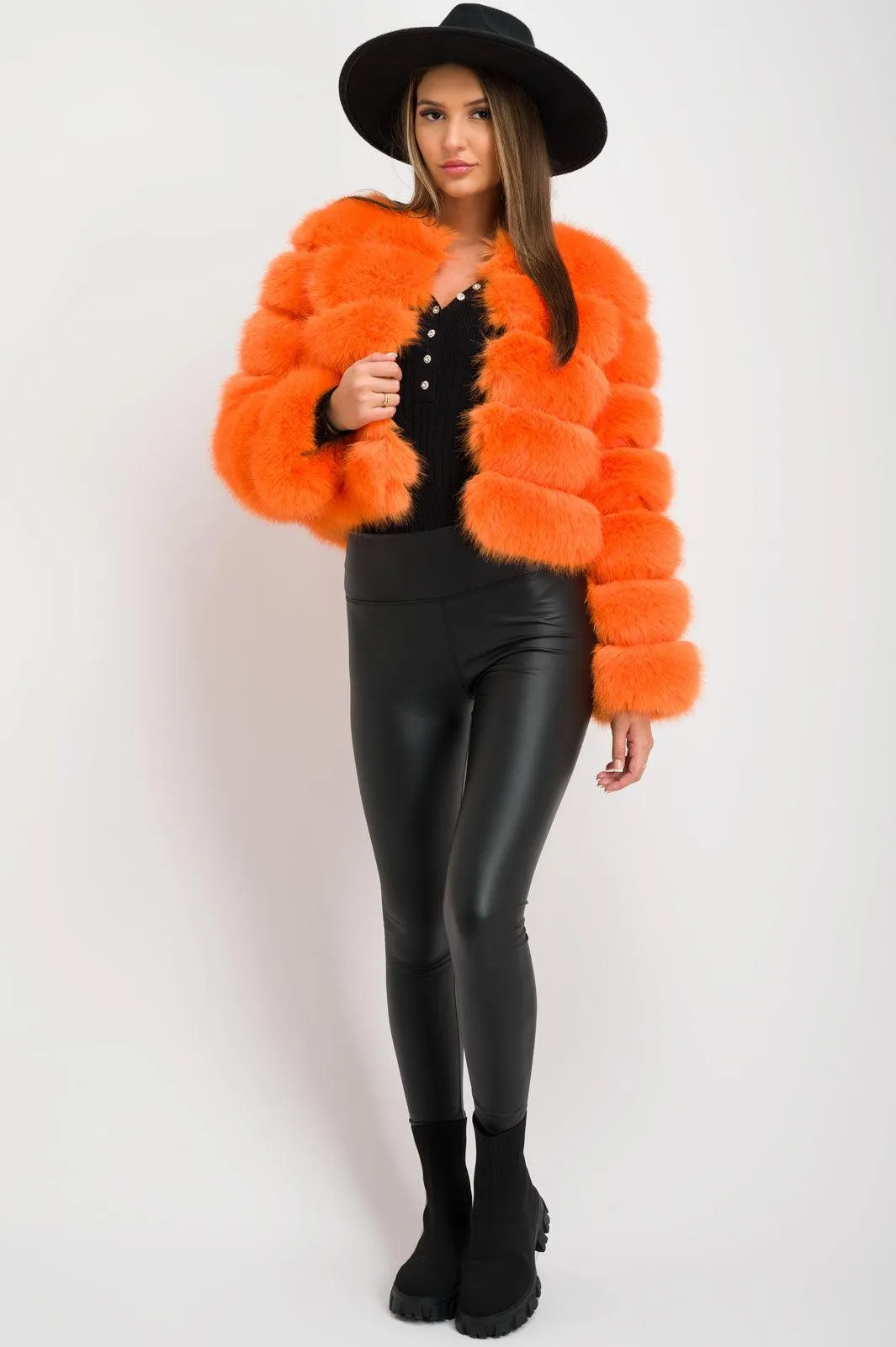 Orange Premium Faux Fur Jacket