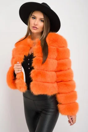 Orange Premium Faux Fur Jacket