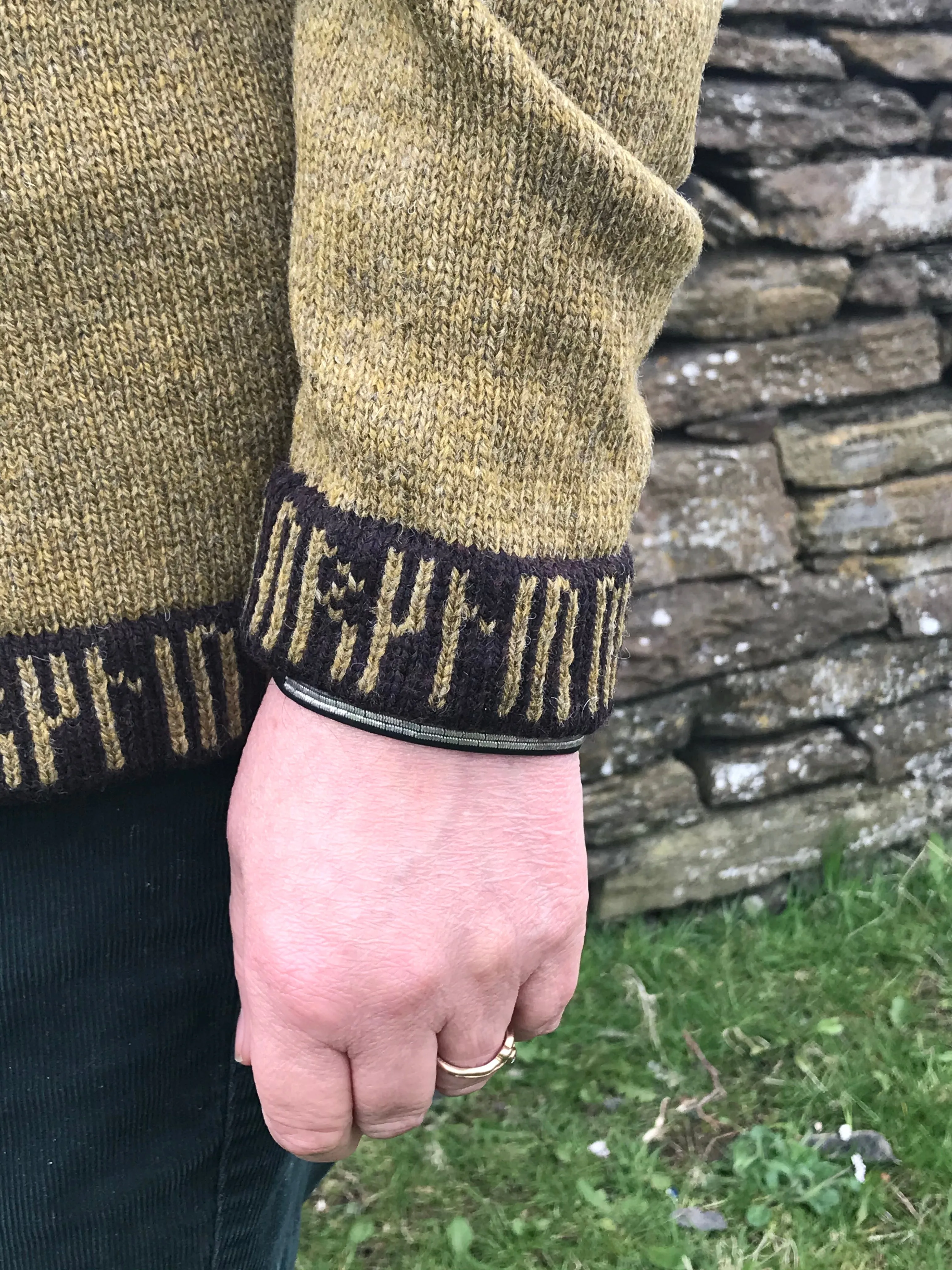 Orkney Tunic with Runes Trims in Lichen