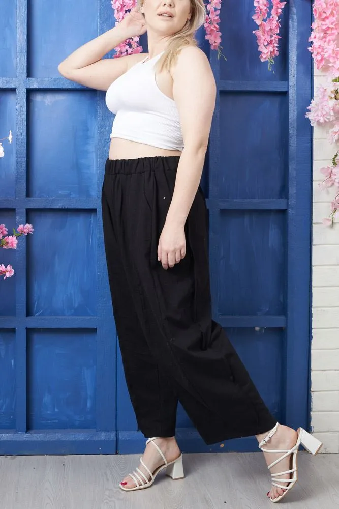 Plain Layered Knitted Cotton Trousers