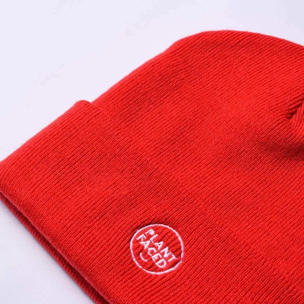 Plant Faced Beanie - Flame Red