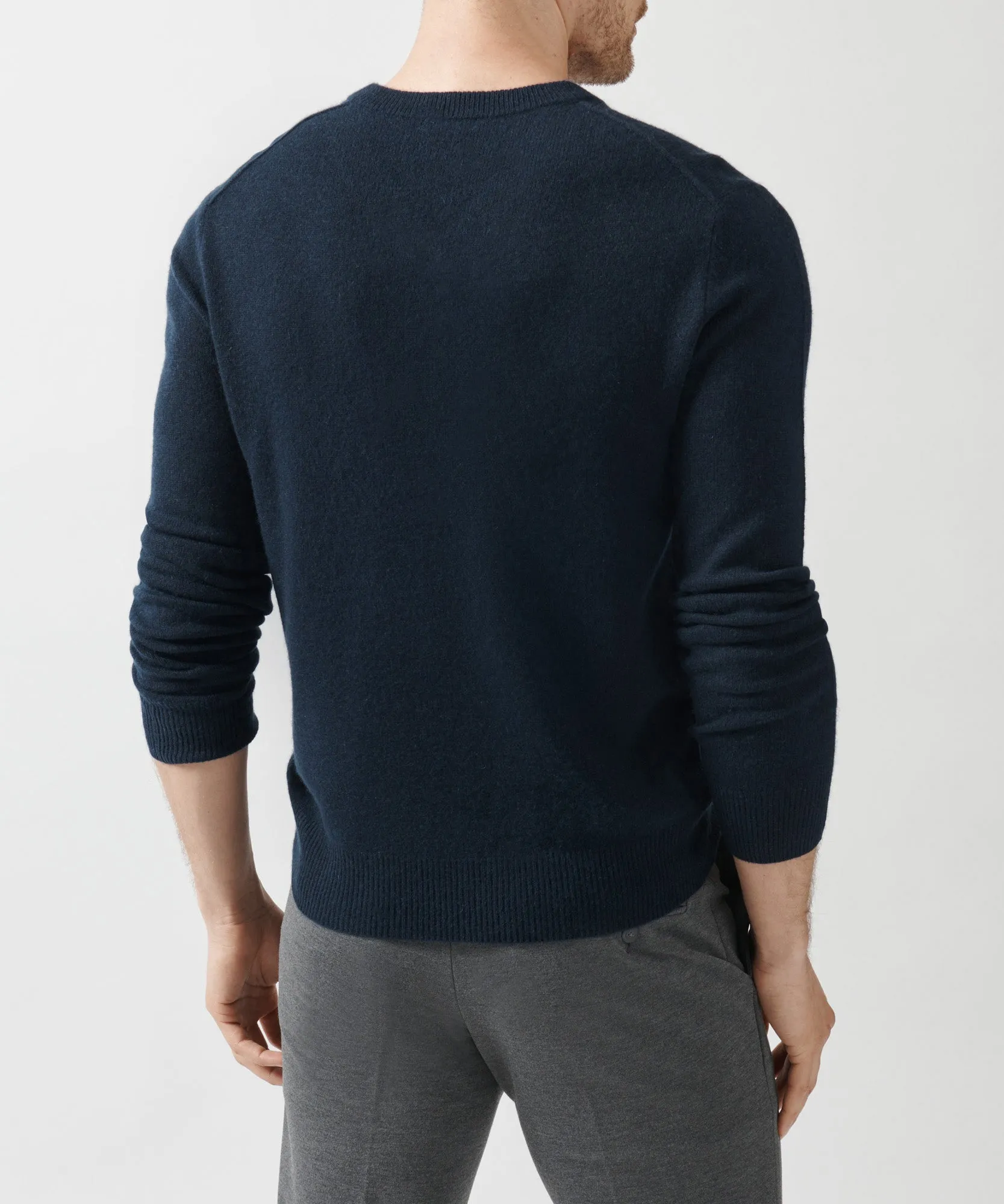 Recycled Cashmere Exposed Seam V-Neck Sweater - Midnight