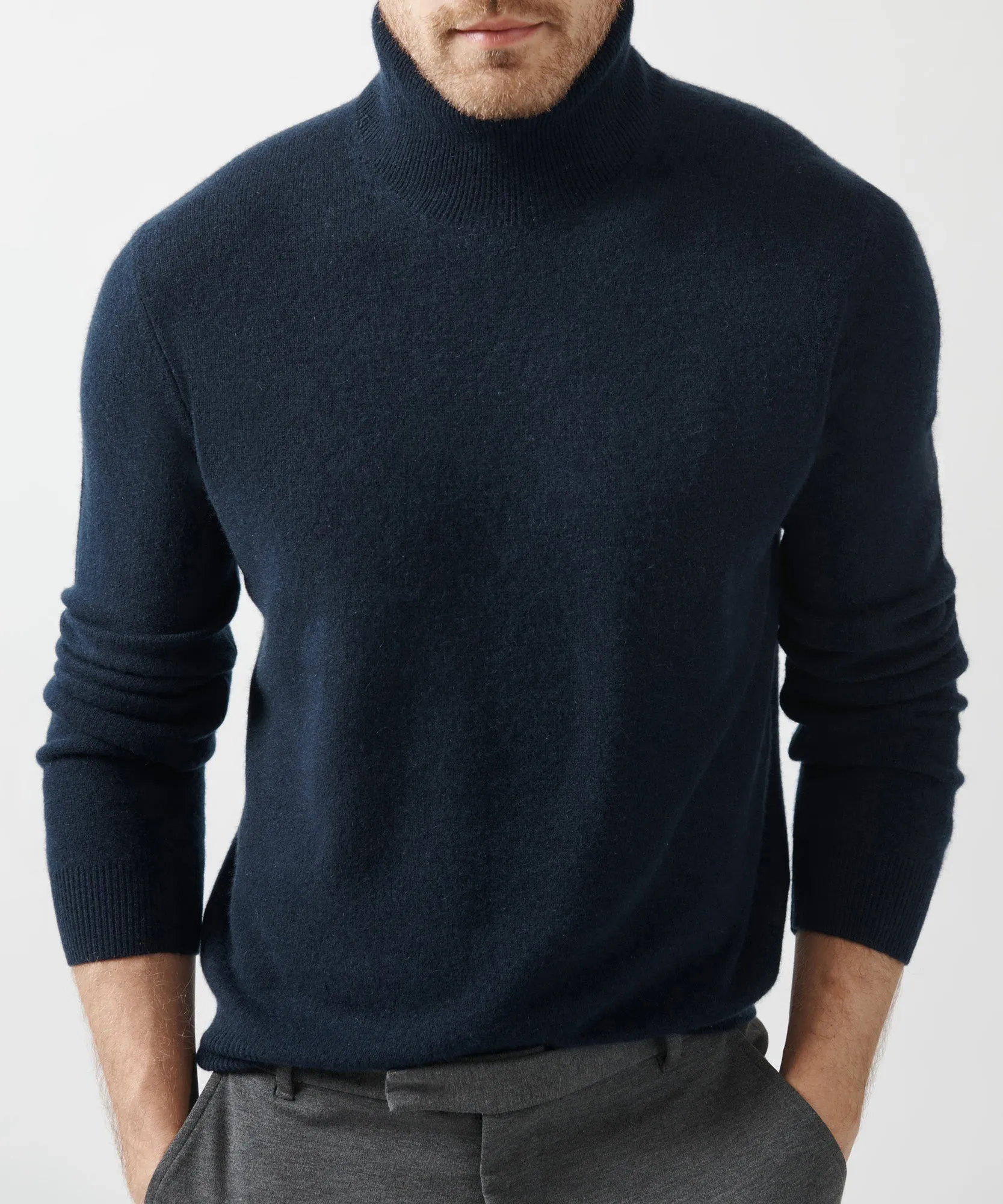 Recycled Cashmere Turtleneck Sweater - Midnight