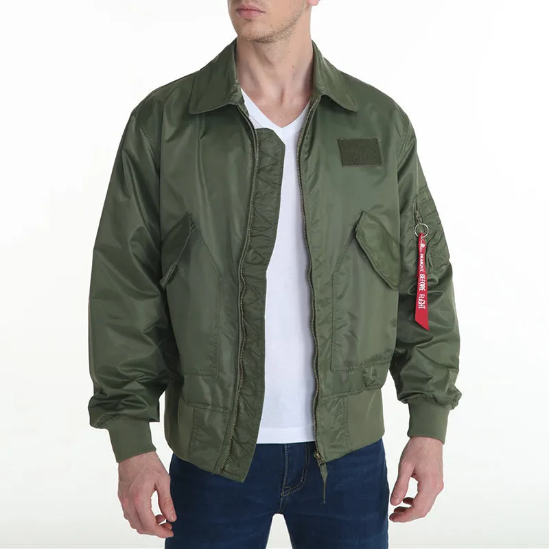 Solid Color CWU-45P Lapel Loose Men Bomber Jacket