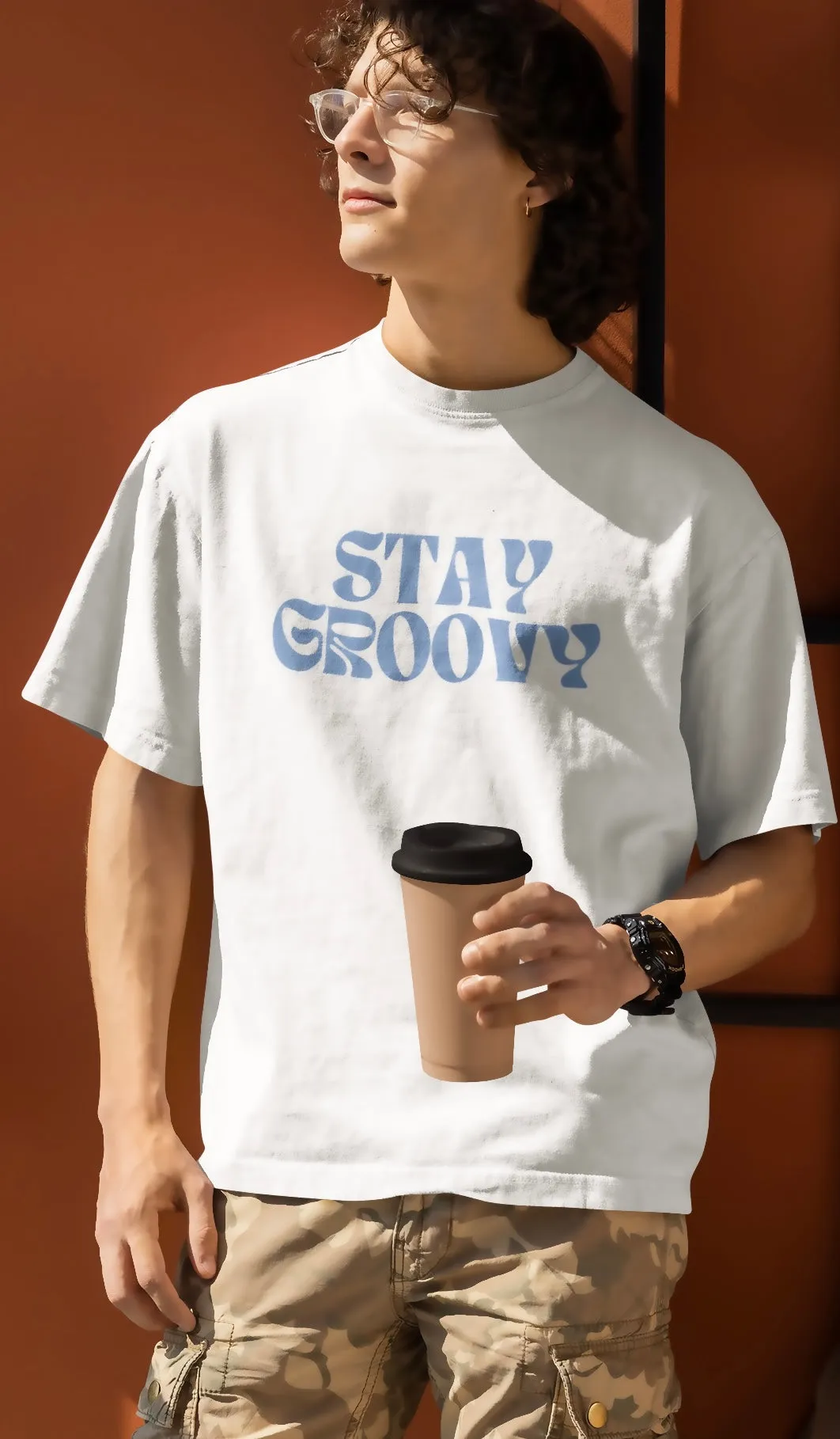 Stay Groovy Graphic Printed Unisex Oversized T Shirt