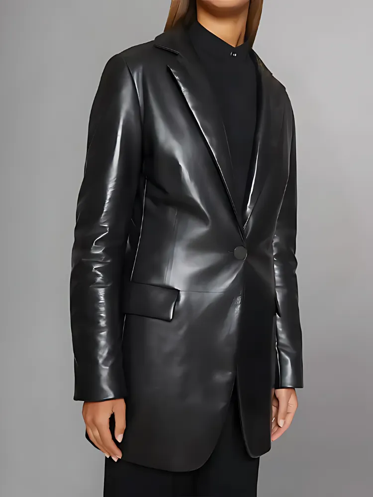 Tailored Lambskin Leather Coat For Women