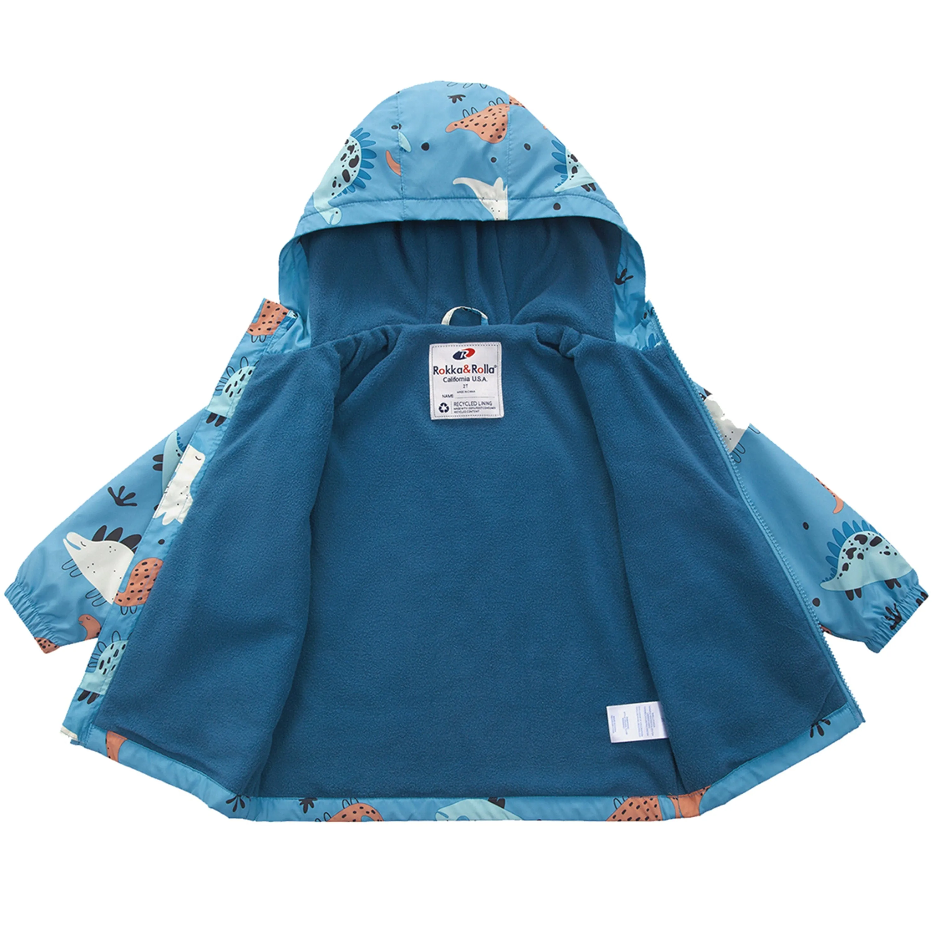 Toddler Boys' Outdoor Fleece Lined Cozy Light Windproof Jacket with Hood