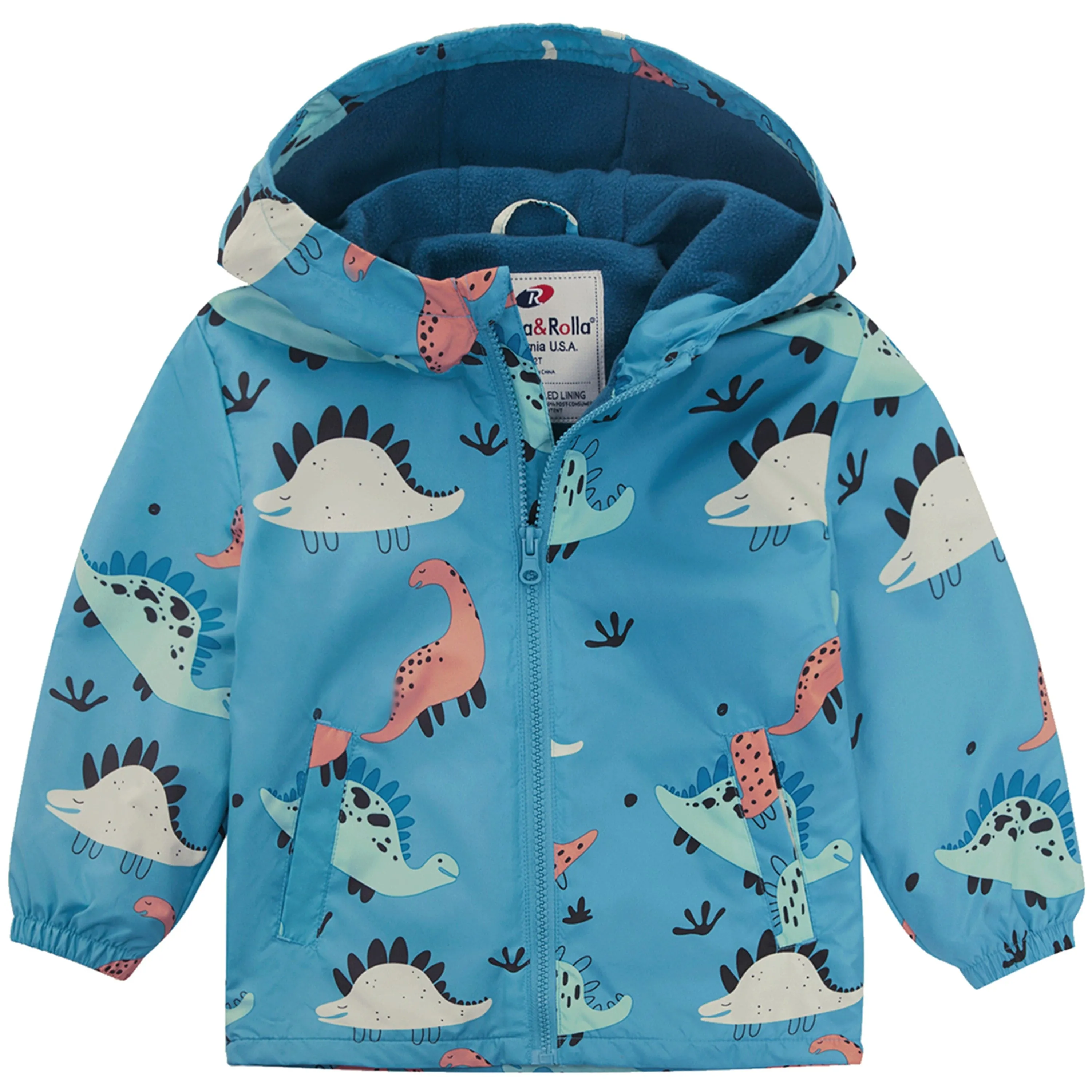 Toddler Boys' Outdoor Fleece Lined Cozy Light Windproof Jacket with Hood