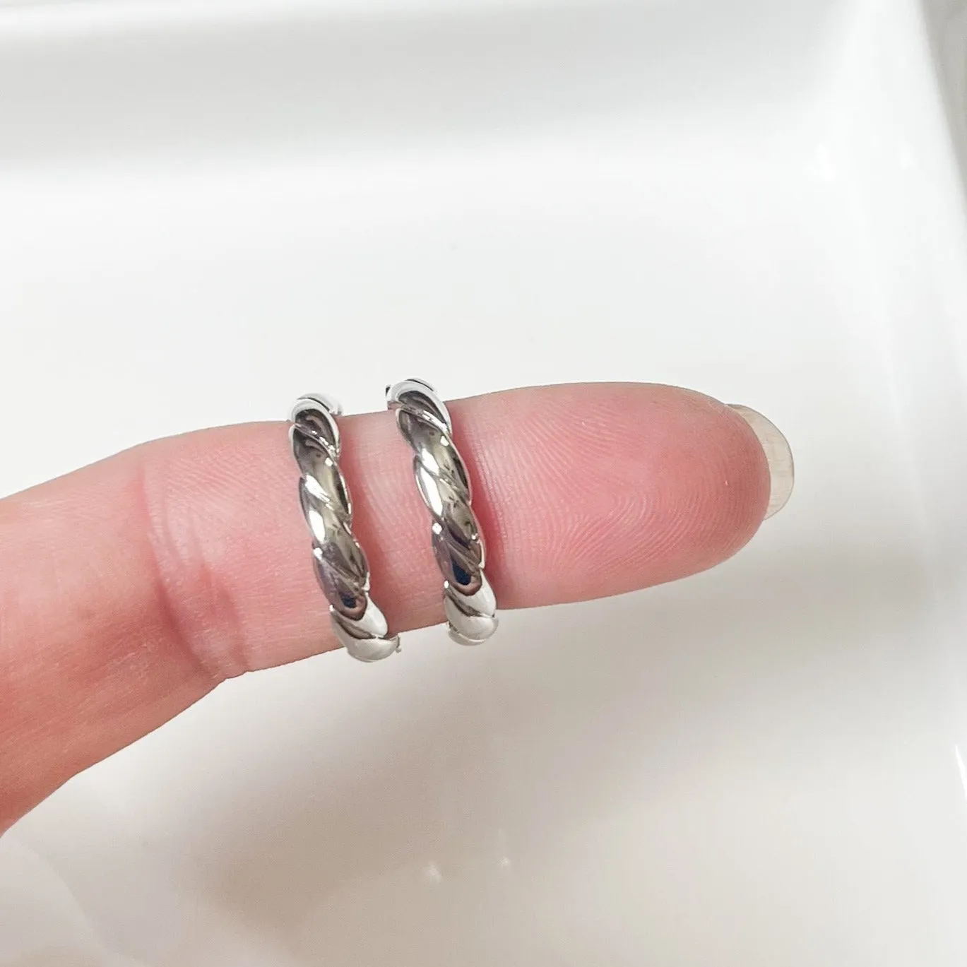 Twisted Silver Hoop Earrings