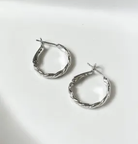 Twisted Silver Hoop Earrings