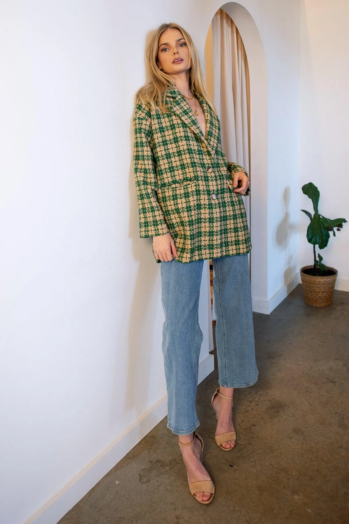 Whitney Green Plaid Tweed Blazer - Final Sale