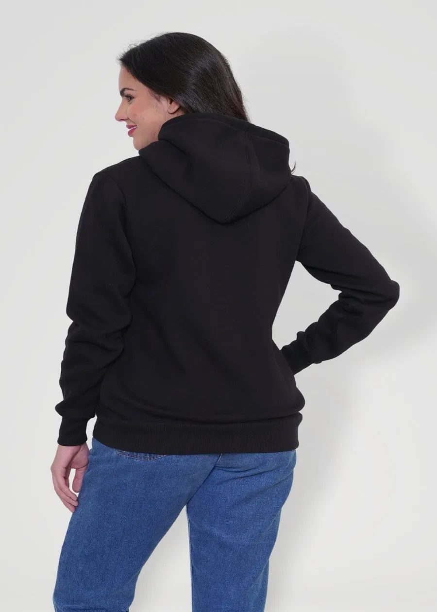 Women Fleece Hoodie Sweatshirt | Black | Pronk