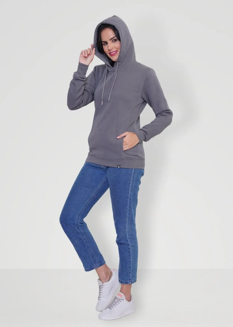 Women Fleece Hoodie Sweatshirt | Steel Grey | Pronk