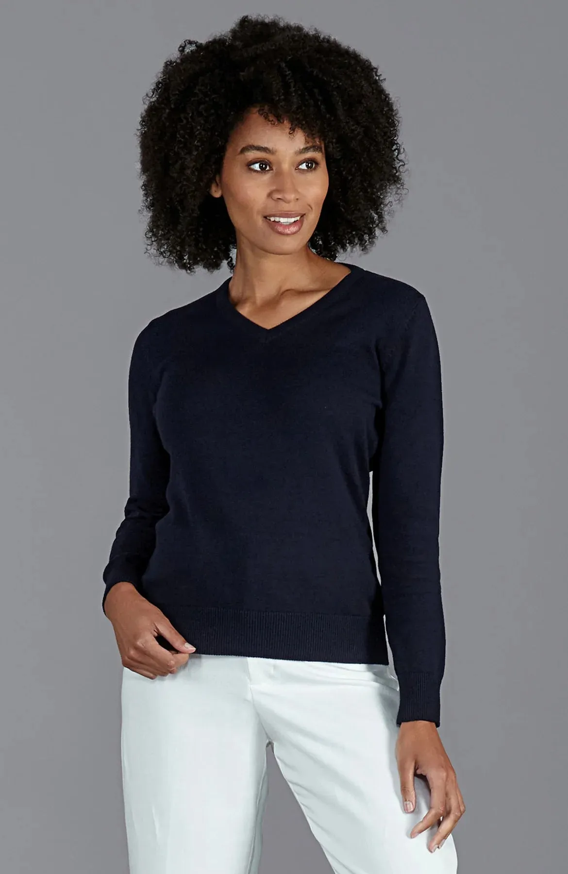 Womens Pure Cotton V-Neck Jumper