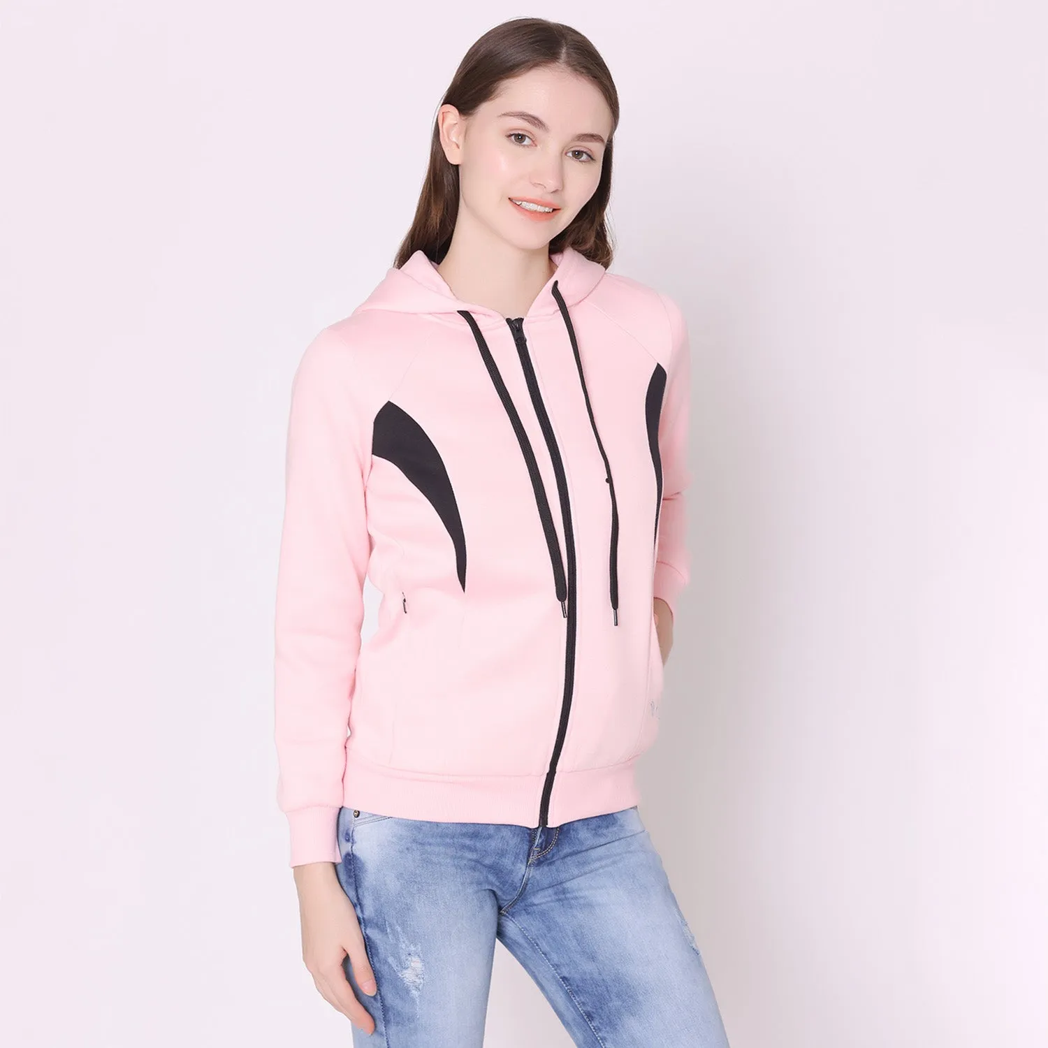 Women's Stylish Hoodie Jacket - Orchid Pink