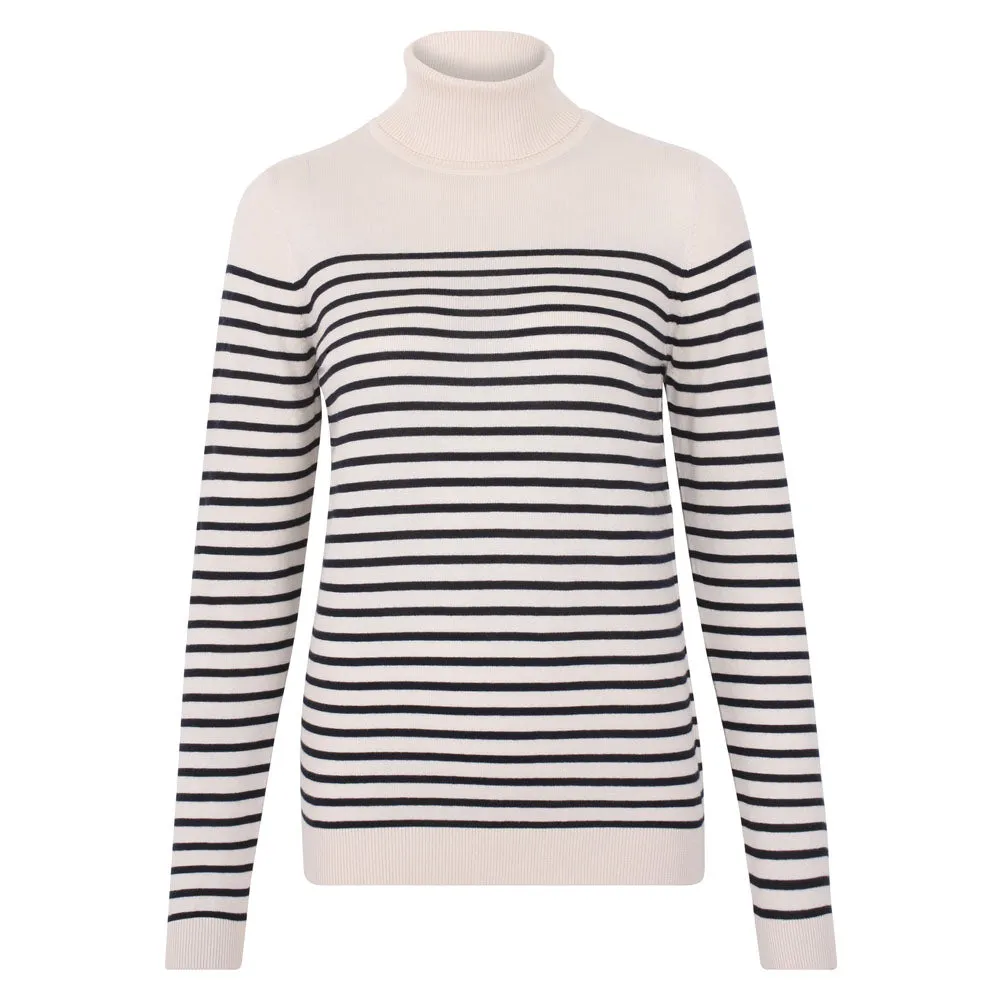 Womens Ultra Fine Cotton Roll Neck Breton Jumper