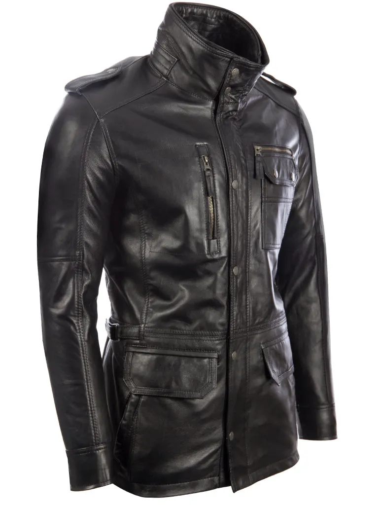 ZGOK Men's Military Field Coat - Black